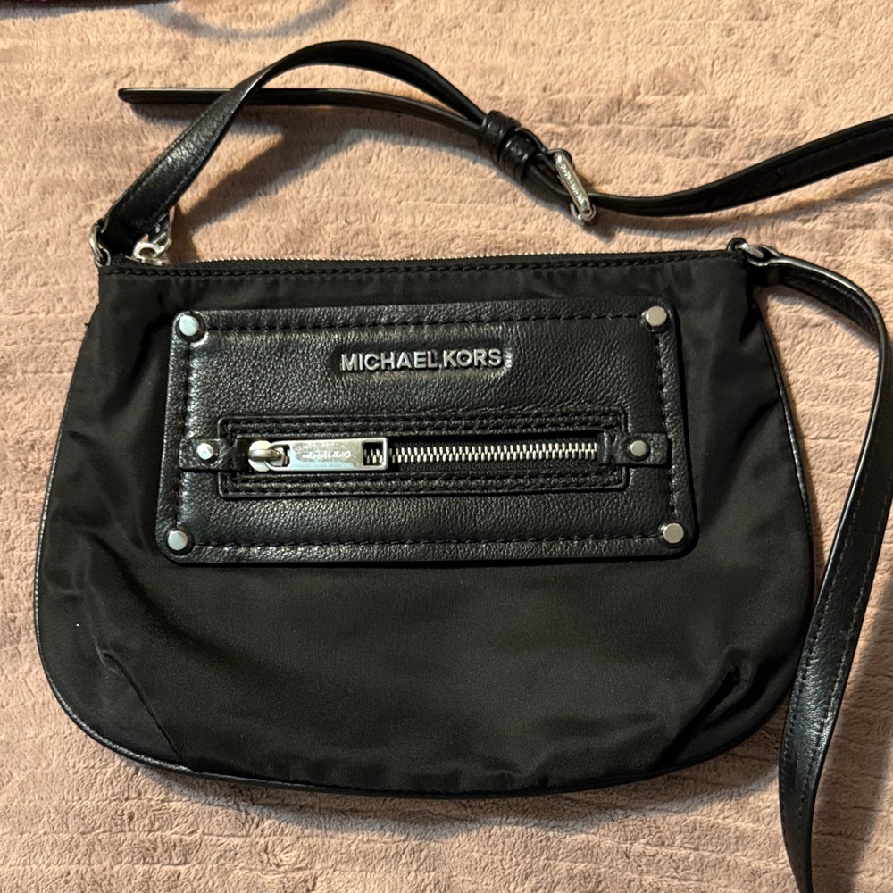 Michael Kors Black Nylon and Leather Crossbody Bag